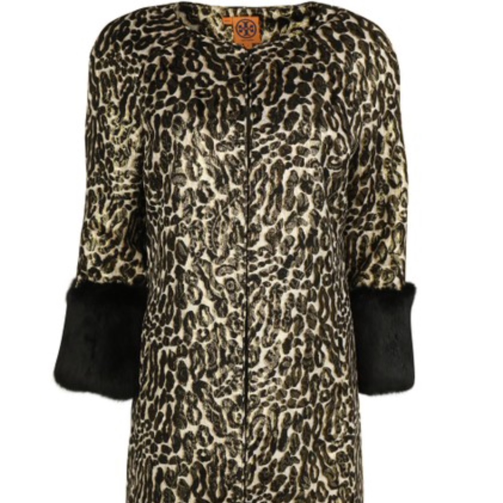 Tory Burch Multicolor Metallic Leopard Print Coat